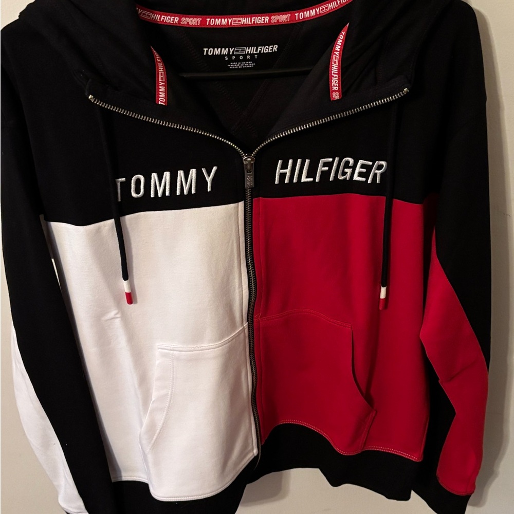 Tommy Hilfiger Sport Black Hoodie with Red Accents